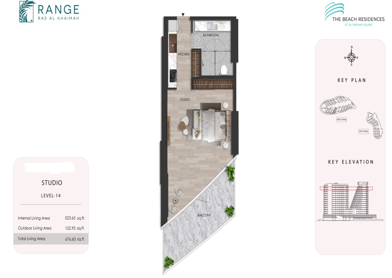 The Beach Residences by RANGE - Studio, High Floor, Sea View
